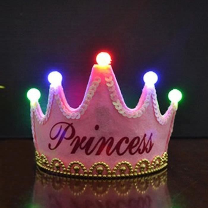 Rose Chapeau Princesse Joyeux Anniversaire Couronne Led Lumineux