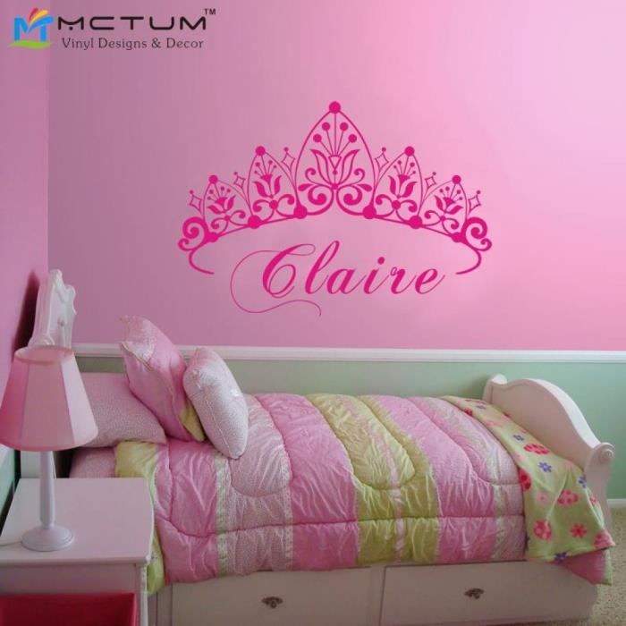 Bebe Fille Couronne Stickers Muraux Princesse Nom Nursery Sticker Adhesifs Muraux Vinyle Wall Art Pour Chambre Kid Decor Taille 81 Achat Vente Stickers Cdiscount