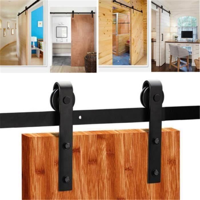 UNI Kit de Porte Coulissante 180cm Rail Porte Suspendue Coulissante Ensemble Porte à Galandage