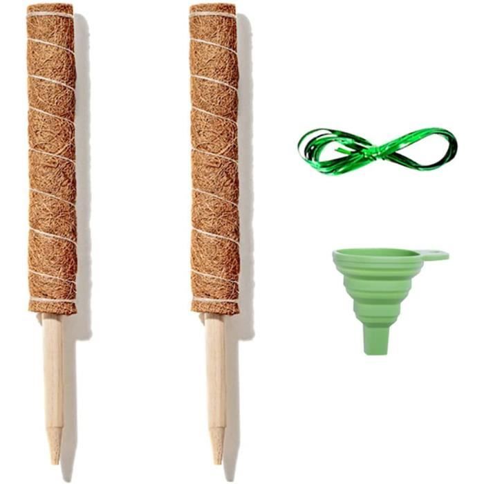 HTRTRR Lot De 2 Tuteurs Plantes Grimpantes Pliables 120 Cm – Mousse Coco Naturelle + Accessoires DIY