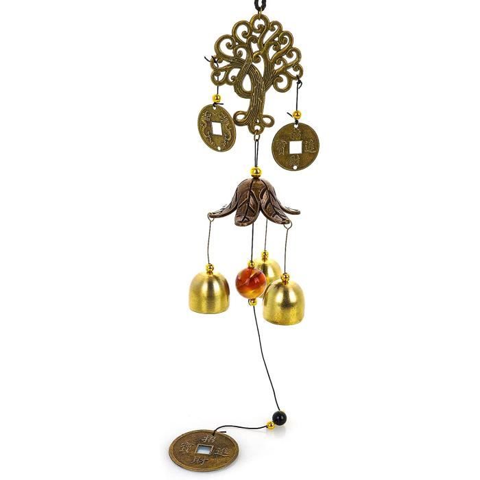 Carillon à Vent En Métal Vintage - 36-46 Cm - Feng Shui, Porte-bonheur - Pour Jardin, Terrasse, Intérieur - Décoration Sonore Apaisante