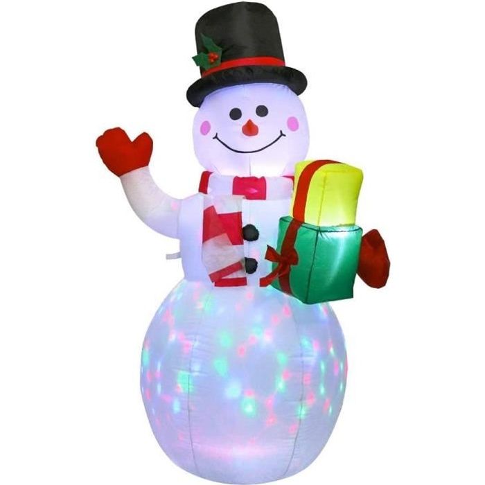 Jouet gonflable - ZGEER - Bonhomme de neige lumineux à LED - 15 m - Décoration dextérieur - Polyester