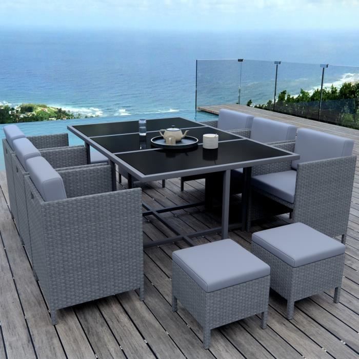 10 Places Ensemble Encastrable Salon Table De Jardin Resine