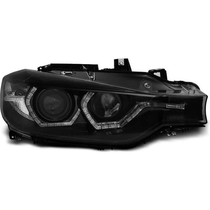 Paire de feux phares BMW serie 3 F30 - F31 11-15 angel eyes noir led DRL