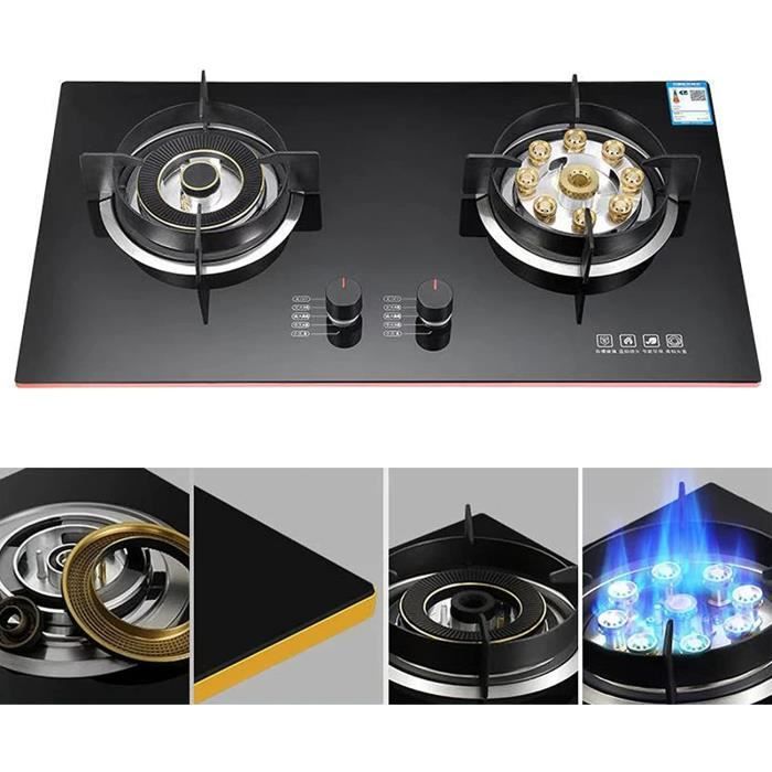 Plaque Gaz 2 Feux Encastrable Table de Cuisson à Gaz en Verre Foyers à