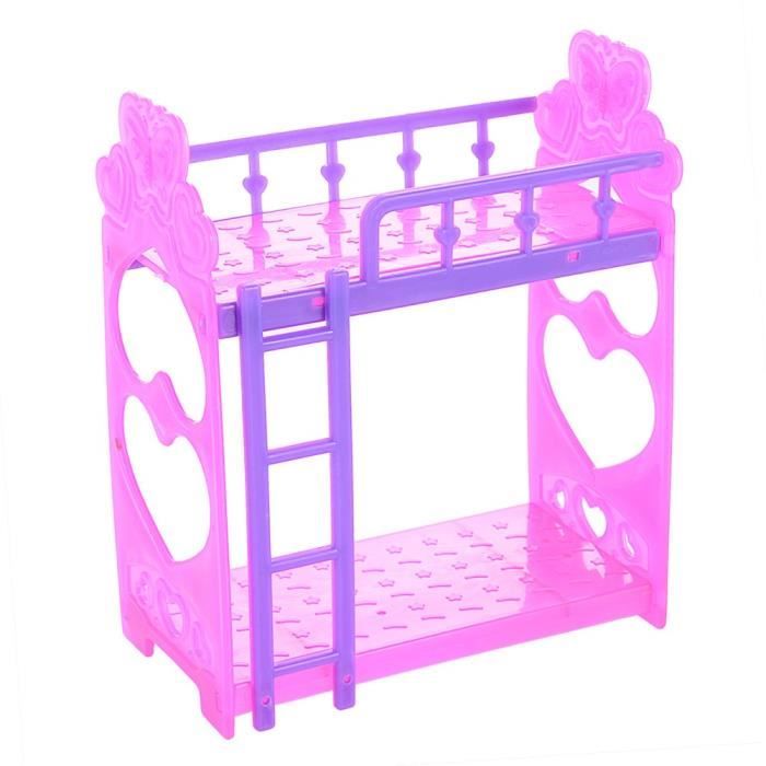 Lit Double Jouet - Barbie - 2 Pcs - Chambre Accessoires - Mignon - 14 cm - Plastique