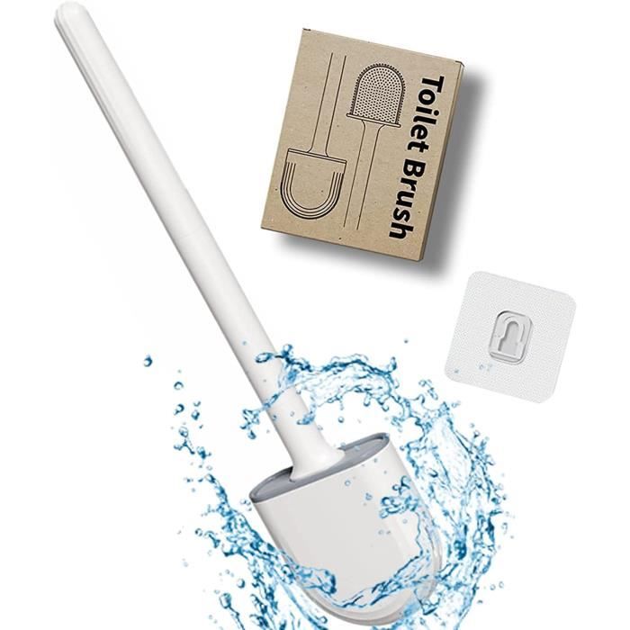 Ensemble Brosse Et Support De Toilette - Nettoyeur De Bords - Montage Murale - Blanc