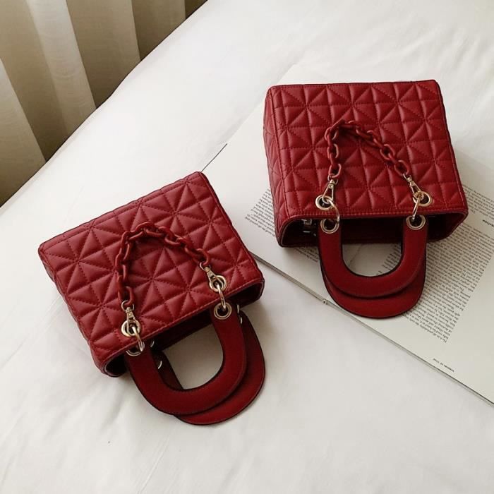 Rouge 20X16X9 CM Sacs Main Avec Cha ne Pour Femmes Sac