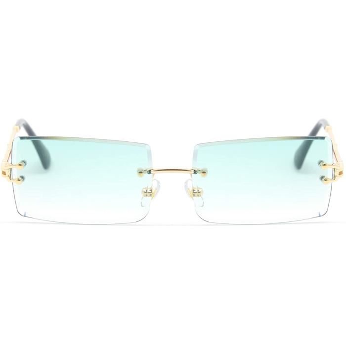 Lunettes De Soleil Rectangulaires Sans Monture Rétro - Homme Femme - Protection UV400 - Style Vintage Léger