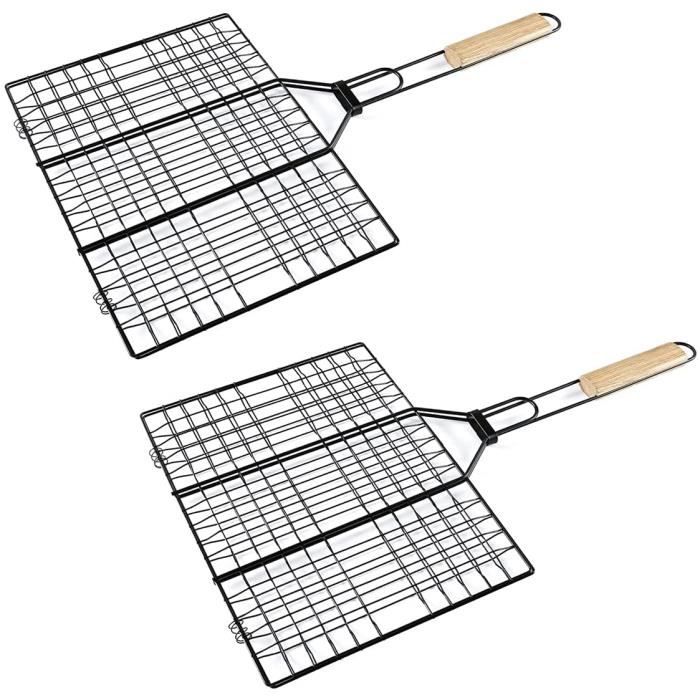 Lot De 2 Grilles De Refroidissement 3 Niveaux HAKZEON - Empilables Anti-Adhésives Noires - 40x25cm