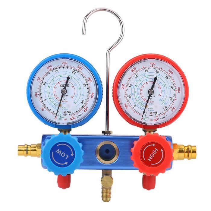 Lot De 3 Manomètres Pour Réfrigérant R134A R410A R22 - Tuyaux Haute Pression 800 PSI Avec Robinets à Boisseau