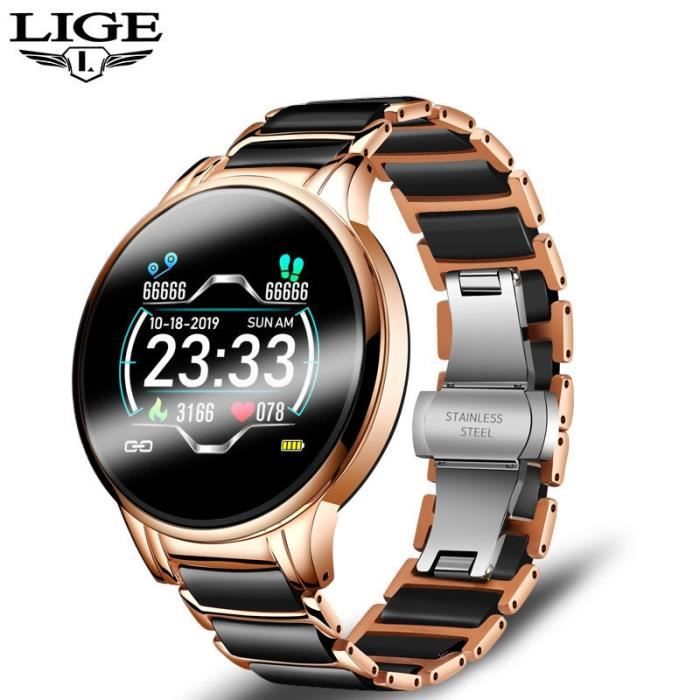 Montre Connectée Femme iOs Android Smartwatch Sport Cardio Traqueur  D'Activité Argent YONIS au meilleur prix