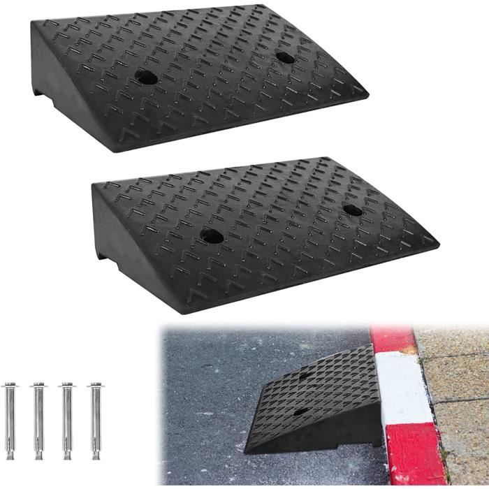 Aufun Rampe de bordure en caoutchouc 11 cm de haut, lot de 2 rampes de bordure, rampes de seuil en plastique léger et résistant