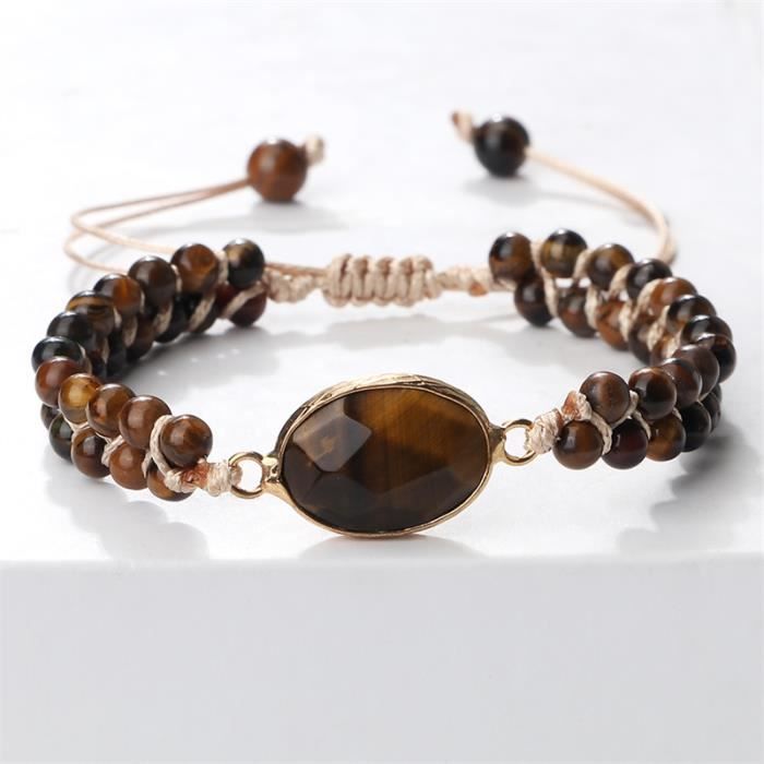 Bracelet tressé en pierre naturelle pour hommes et femmes ensemble de 2