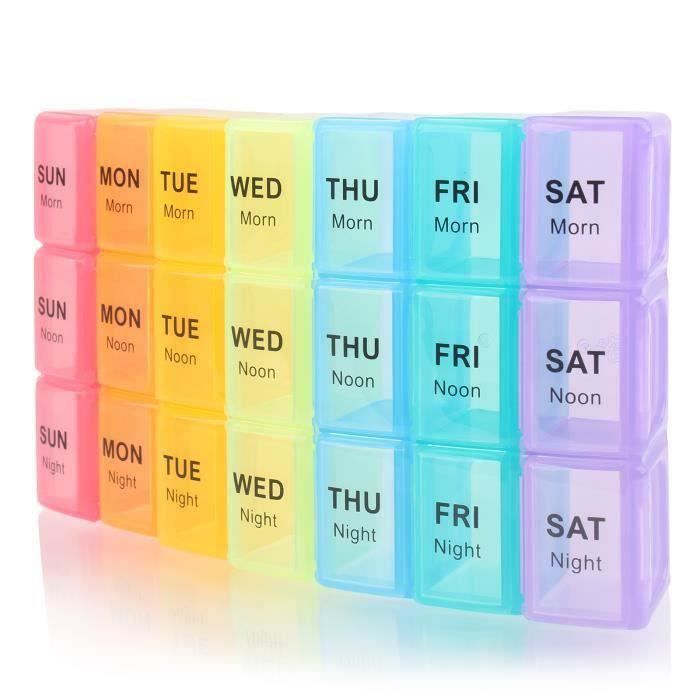 Pilulier Semainier 7 Jours 28 Cases - Organisation Visuelle Simple, Multicolore, Neuf