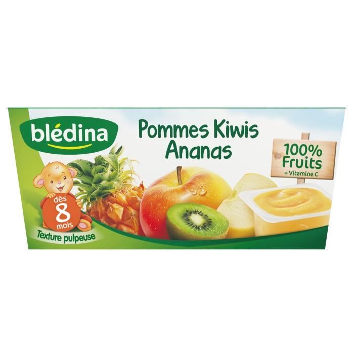 BLEDINA Purée de fruits Pomme Kiwi Ananas 4x100 g Dès 8 mois Achat / Vente compote dessert
