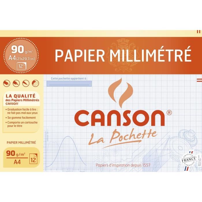 Canson - pochette papier à dessin calque - 10 feuilles - A3 - 90G