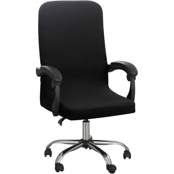Housse De Chaise De Bureau Noire Extensible – Protection Élastique Lavable Pour Fauteuil Pivotant