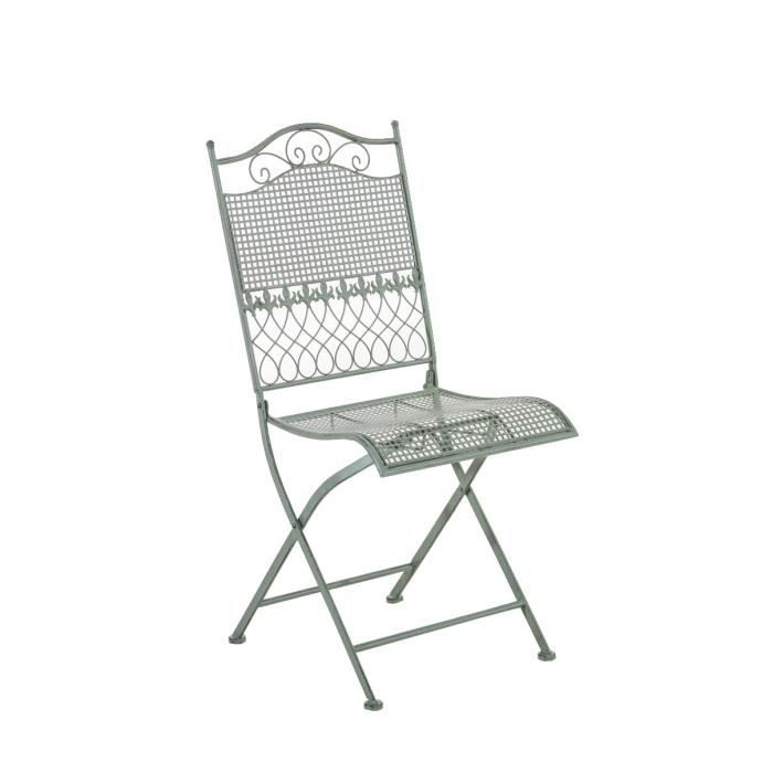 CLP Chaise nostalgique pliable KIRAN en fer forgé chaise en fer style nostalgique ultra-élégant 6 couleurs au choix91 cm - ve...