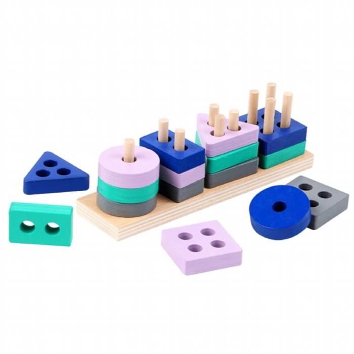 Puzzle De Construction En Bois - 32 Blocs + 40 Cartes Défi, Jeu éducatif Pour Enfants 4-6 Ans