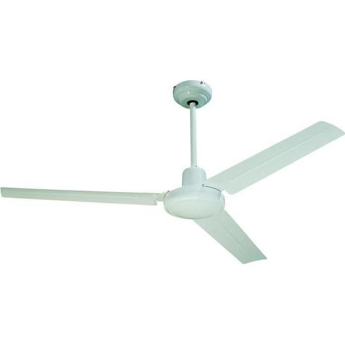 FARELEK - SEYCHELLES Ø 122 cm - Ventilateur de plafond réversible - 3 pales métal laquées blanc - 11