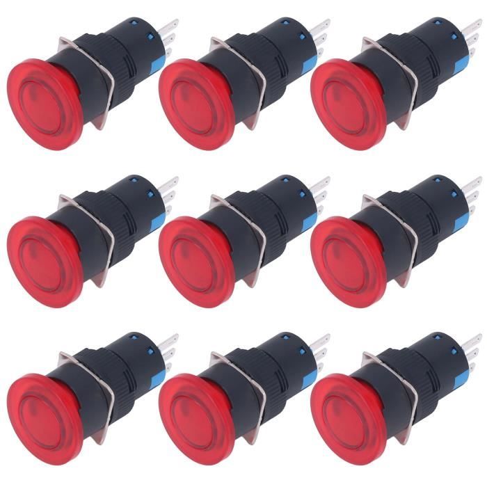 Sourcing Map 5 PCS Interrupteur Bouton-Poussoir Momentané Rouge OFF-(ON) 9V/12V/24V Voiture Bateau
