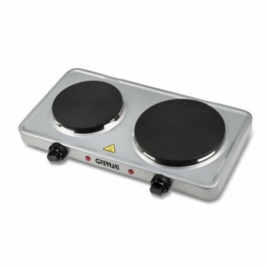 CALDOS - Cuisinière électrique 2 plaques fonte Ø 185 + 155 à 5 puissances, 1500 + 1000 W