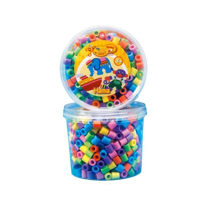 HAMA Pot de 600 perles Maxi mélange de pastel