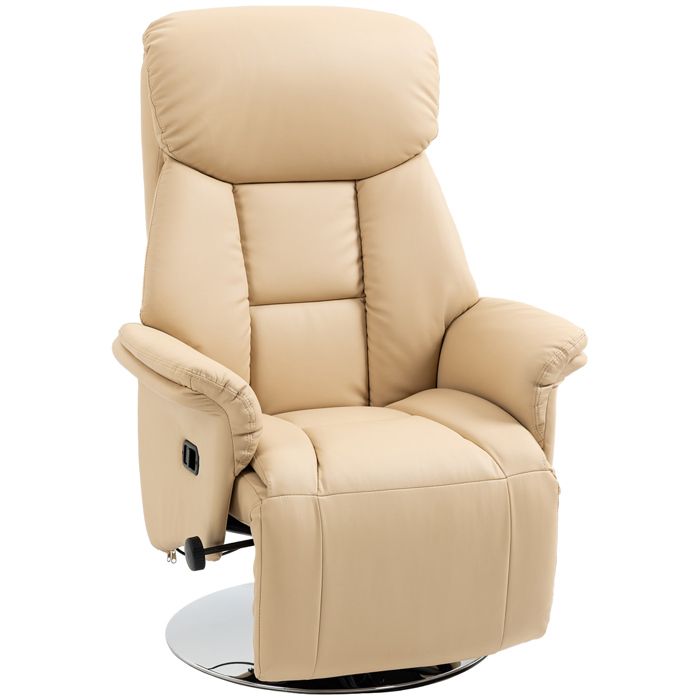 HOMCOM - Fauteuil de relaxation - Revêtement synhtéituqe - 78x80x109cm - Beige