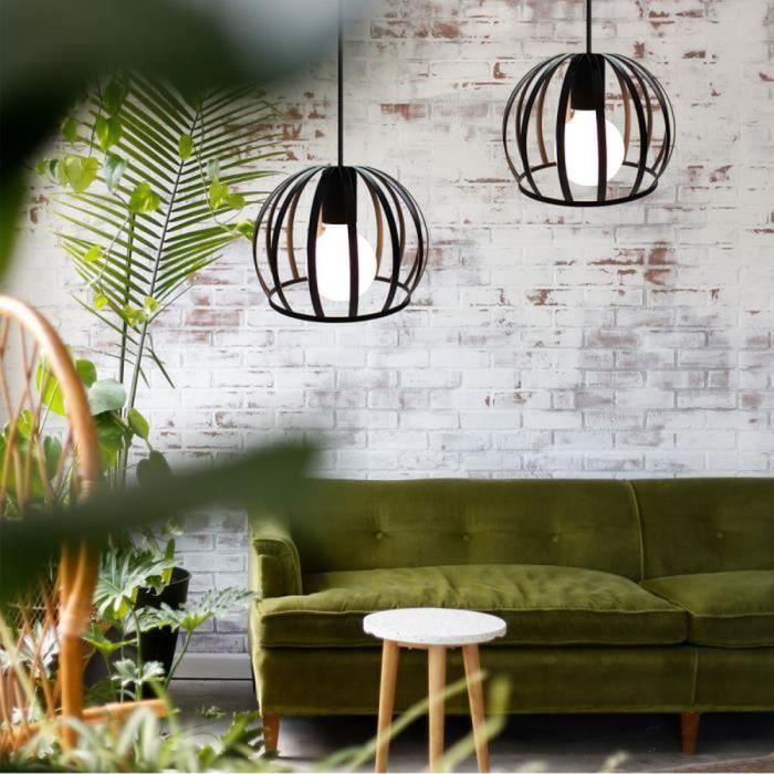 IDEGU Lot de 2 Lampe Suspension Industriel Vintage,E27 Lustre Plafonnier Vintage Ajustable Style