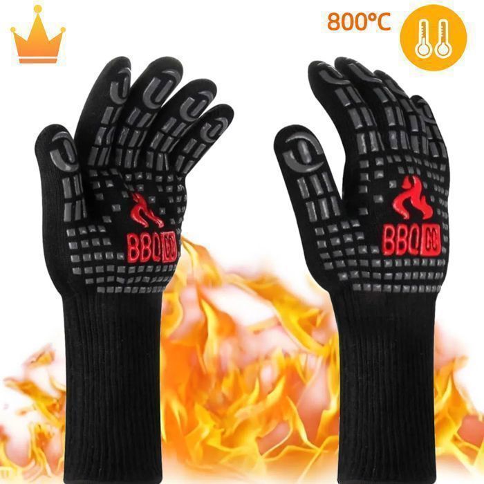 Gant Barbecue, Gants Anti Chaleur Jusqu'à 800°C Universel Gants de Cuisine  Résistant à la Chaleur et Antidérapants Gants pour BBQ Grill Four Cuisine  et Cheminée… en 2023