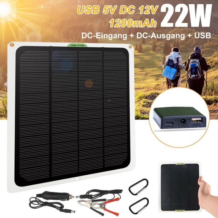 Panneau Solaire Monocristallin 30W 5V Ultra Fin - Chargeur Portable USB Pour Téléphone