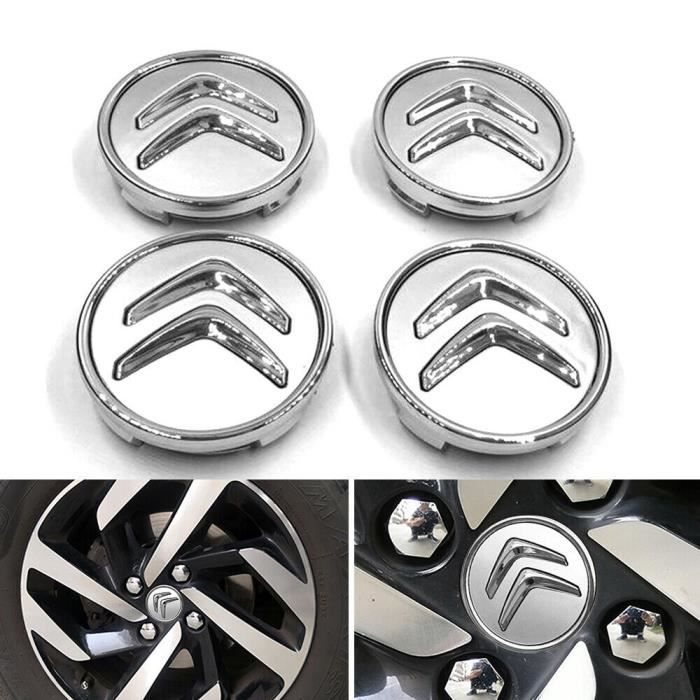 4 Bouchons Centre Moyeu Universels 56 Mm / 62 Mm - Cache-moyeux Plastique Argent Pour Jantes