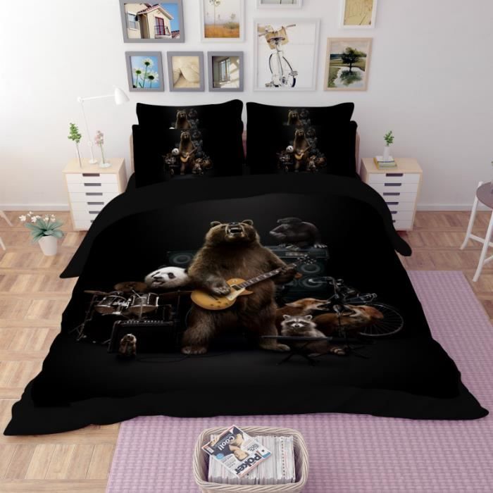 Panda - Parure De Lit Enfant Coton - Housse De Couette 140x200 Cm Une
