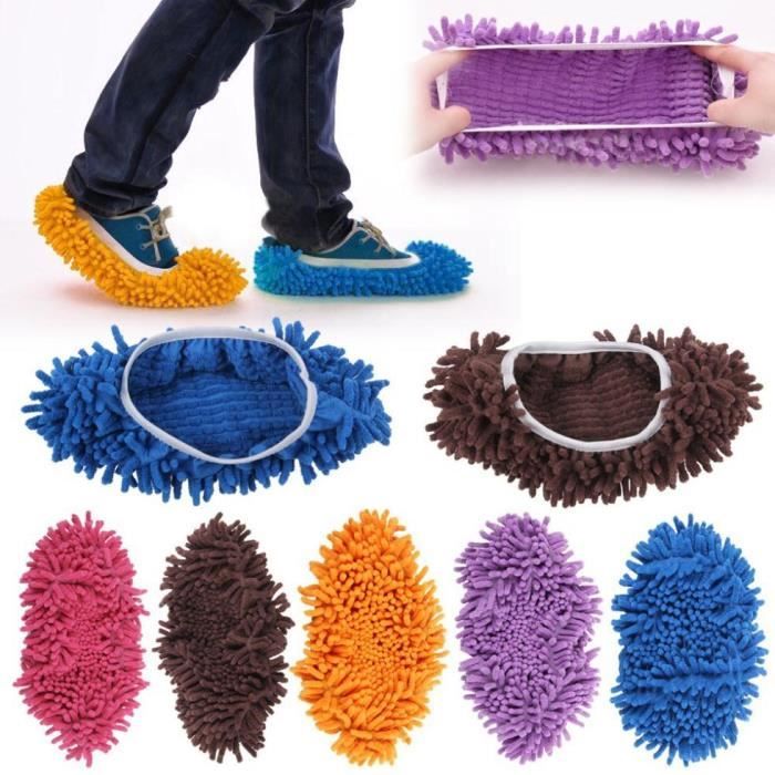 Chaussons Patins Serpillières Microfibres Orange - Cdiscount Au quotidien