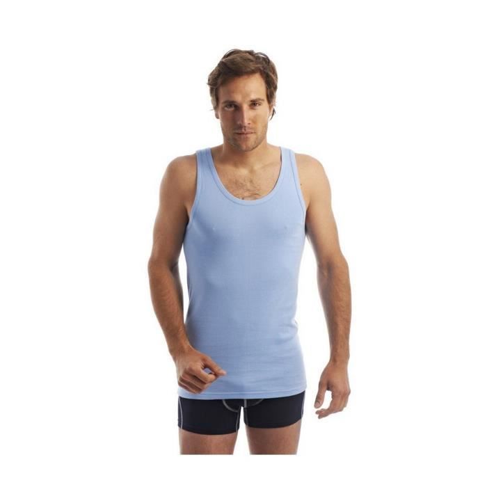Débardeur ARMOR LUX Homme Coupe ajustée Col arrondi Bleu ciel  100% coton