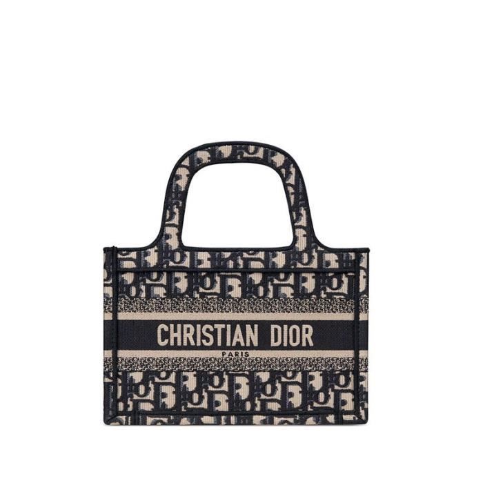 DIOR Dior 20Book fourre tout mini sac a main en toile brodee bleue pour femme S5475Z 22.5 24 8 Couleurs multiples Cdiscount Chaussures