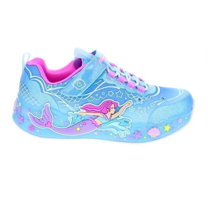 Skechers Baskets fille - SKECHERS - Mermaid Dreams - lumineuses - scratch - vegan bleu multicolore