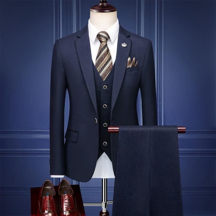 Costume Homme de Marque Costume d affaires 3 pi ces Couleur unie