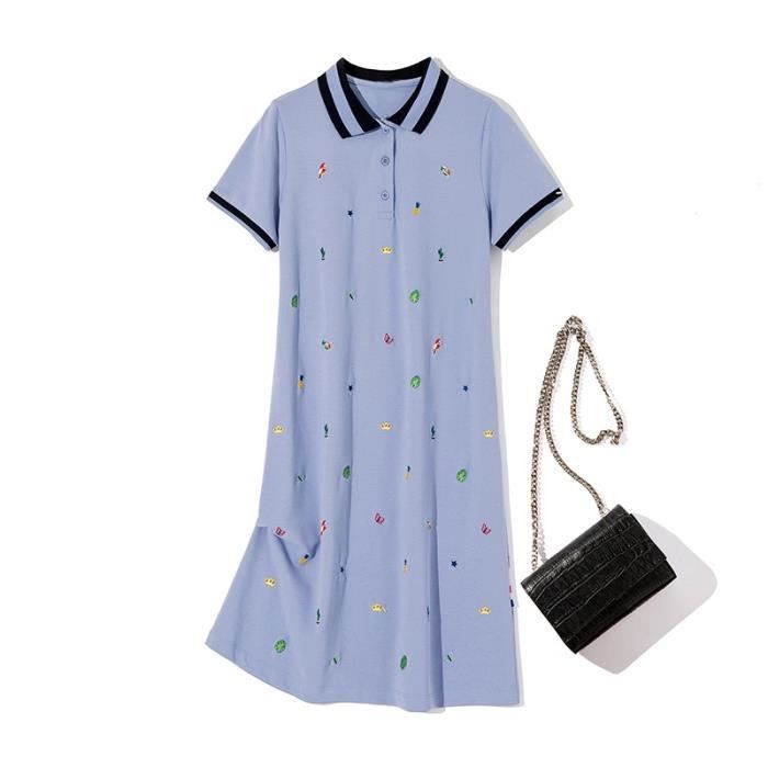 Robe Femmes Wotwoy 2020 Printemps Coton Dessin Anime Brode Polo Robe Femme Grande Taille Noir Decontracte Genou Longueur Robe 8301lightblue Achat Vente Robe Soldes Sur Cdiscount Des Le 20 Janvier Cdiscount