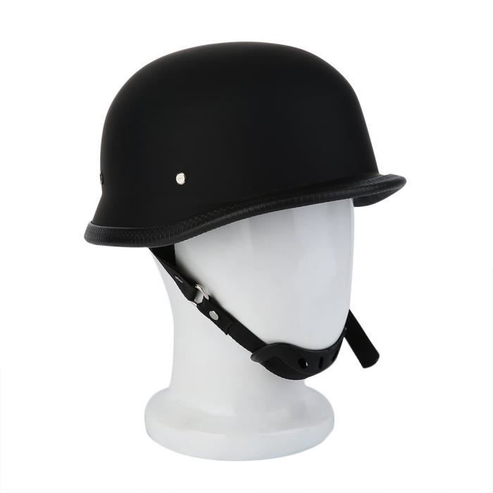 Demi-casque Moto Rétro Style Allemand En Cuir - Certifié DOT/ECE, Visière UV Incluse - Taille 55-64 Cm - Pour Cruiser, Scooter