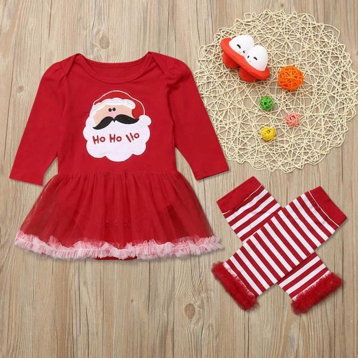Robe Barboteuse Imprimee Pere Noel Pour Bebe Fille Jambieres Rayees Tenues De Noel 90 Flow4544 Flow4544 Rouge Cdiscount Pret A Porter