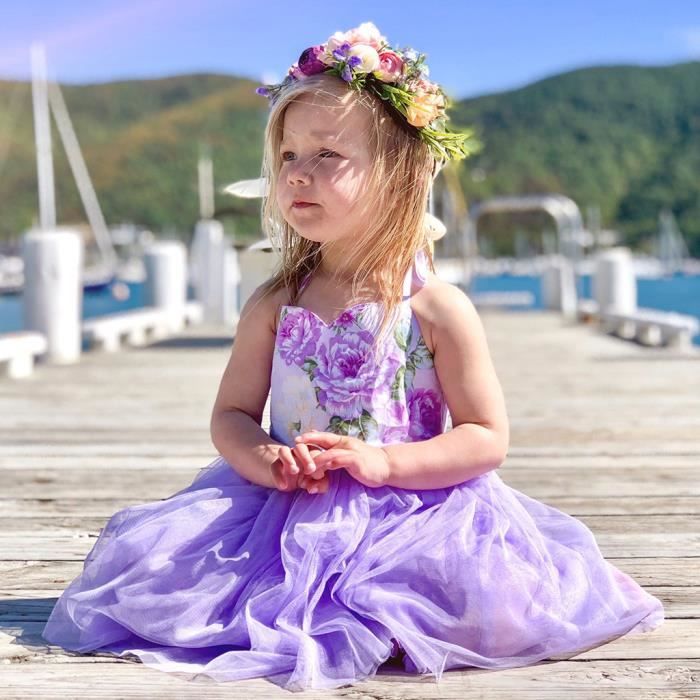 Bebe Fille Robe Fleurie Patchwork Tulle Fete Concours De Beaute Princesse Robe Violet Cdiscount Pret A Porter