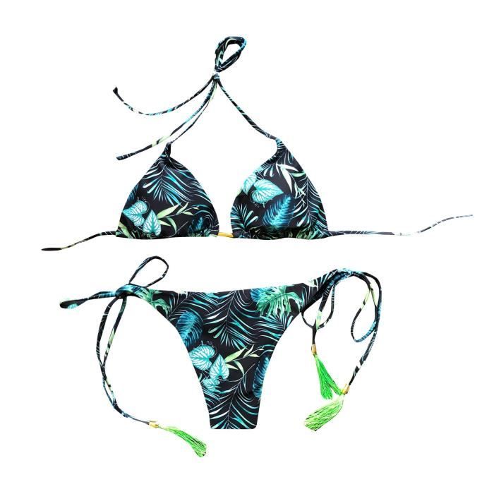 Maillot De Bain 2 Pièces Femme - Bandeau Bandage Push-up - Top Rembourré Amovible - Style Brésilien - Idéal Plage, Piscine, Vacances - 1