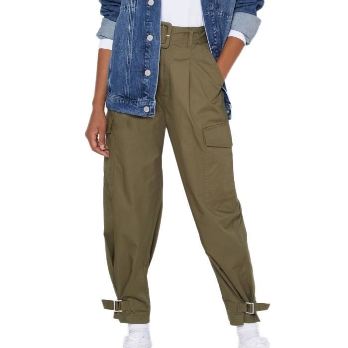 Pantalon capri cargo décontracté pour femme, coupe ample