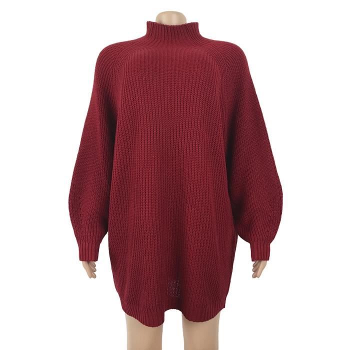 Robe Pull Femme Tricotée - Manches Longues, Col Rond, Couleur Unie - Tissu Doux Chaud Pour Automne/hiver - Coupe Droite Genou - 8