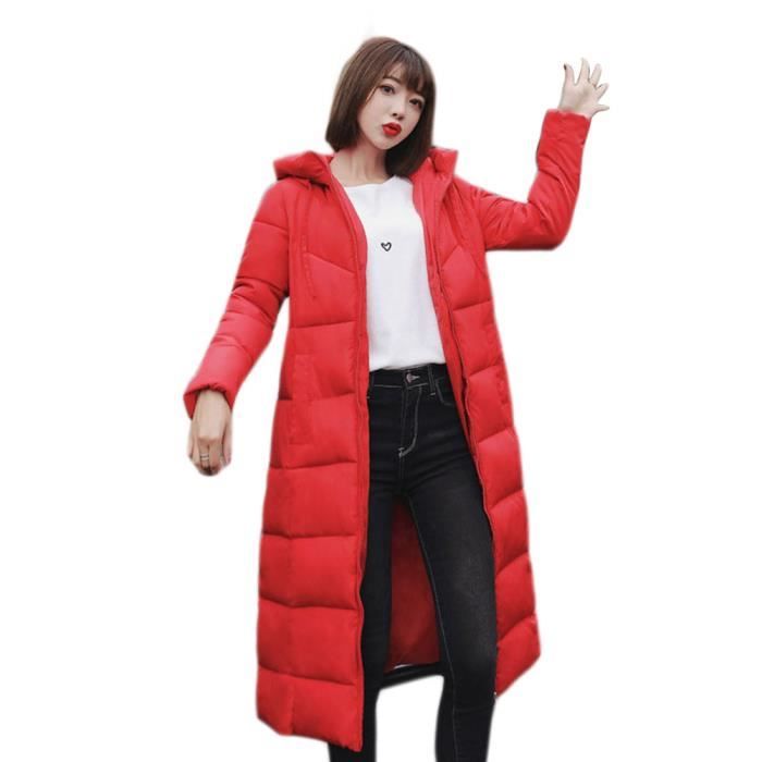 Doudoune Duvet Femme Doudoune Longue a Capuche Doudoune Rembourree Matelassee Doudoune Elegant Slim Hoodie Doudoune Rouge Rouge Cdiscount Pret a Porter