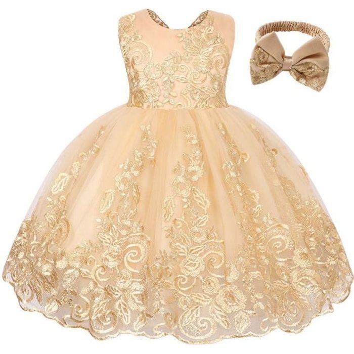 IEFIEL Enfant Fille Robe Cérémonie Princesse Paillettes