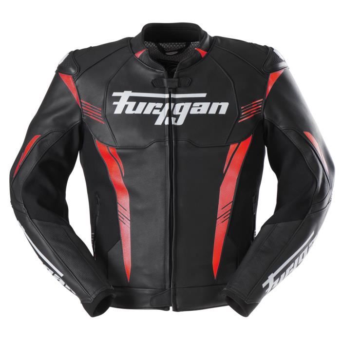 Veste cuir moto Furygan Pro One - noir/rouge/blanc - M