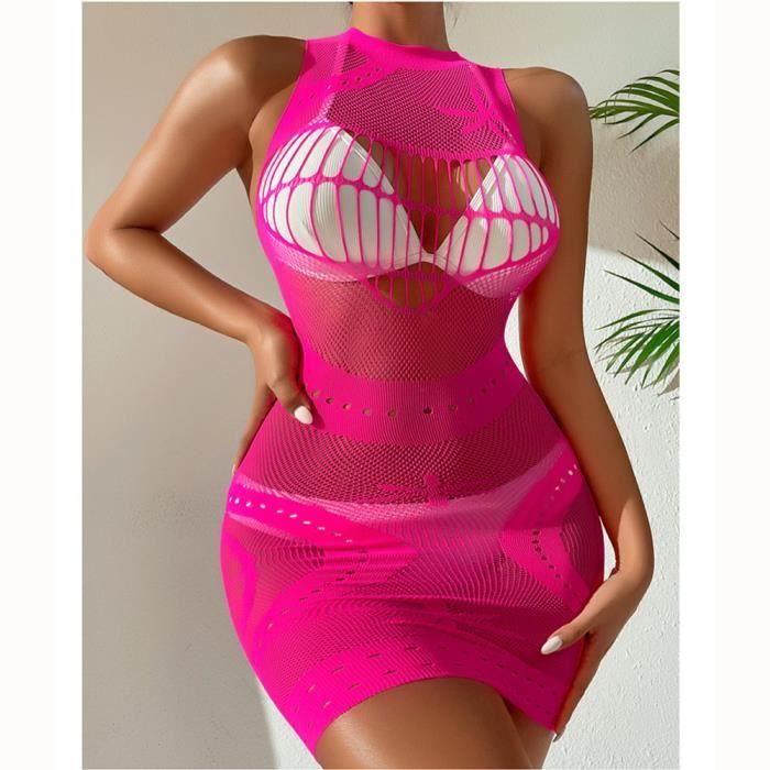 Body Femme Sexy En Résille - Dos Nu, Lingerie Teddy Transparente